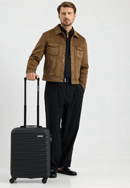 Valiză de cabină cu ABS, cu dungi orizontale, negru, 56-3A-311-86, Fotografie 0