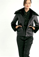 Dámská bunda z ekologické kůže podšitá ekologickou kožešinou, černá, 97-9W-001-9-M, Obrázek 0