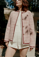 Damen Tweedjacke mit Kunstfellfutter, rosa, 101-9W-903-N-L, Bild 0