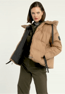 Damska kurtka oversizowa pikowana ze ściągaczami na rękawach, jasny brąz, 97-9D-401-N-XL, Zdjęcie 0