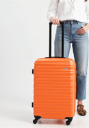 Stredný kufor z ABS s rebrovaním, oranžová, 56-3A-312-91, Obrázok 0