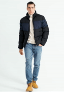 Men's padded jacket, black-navy blue, 97-9D-951-1N-M, Photo 0