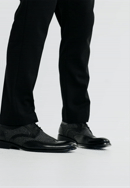 Pánské kožené derby boty s textilními detaily, černá, 100-M-706-N-44, Obrázek 0