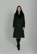 Damenmantel mit abnehmbarem Kunstpelzkragen, schwarz, 101-9X-301-9-2XL, Bild 0