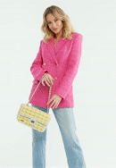 Dámská pletená  kabelka s řetízkem, bílá a žlutá, 98-4Y-010-Y, Obrázek 0