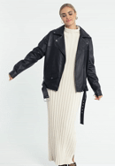 Jachetă biker din piele oversize pentru femei, negru, 97-09-201-3-XL, Fotografie 0