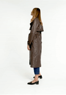 Women's leather long coat, dark brown, 97-09-200-3-M, Photo 0