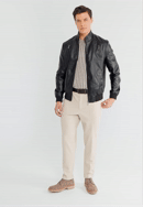 Geacă de piele ecologică pentru bărbați cu welts, negru, 96-9P-152-N-L, Fotografie 0