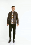 Men's faux leather racer jacket, brown, 97-9P-153-1-M, Photo 0