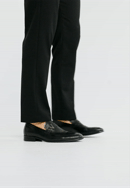 Herren-Mokassins aus Naturleder mit Metall-Logo, schwarz, 100-M-513-1-39, Bild 0