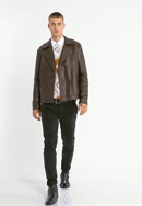 Men's faux leather biker jacket, dark brown, 97-9P-154-4-XL, Photo 0