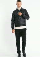 Jachetă din piele ecologică pentru bărbați cu buzunare mari, negru, 97-9P-152-1-L, Fotografie 0