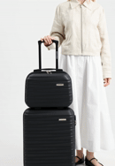 Kosmetyczka podróżna z ABS-u z żebrowaniem, czarny, 56-3A-314-34, Zdjęcie 0