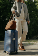 Walizka kabinowa z polikarbonu w poziome żebrowanie, granatowy, 56-3P-611-10G, Zdjęcie 0