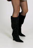 Női természetes szarvasbőr csizma, fekete, 101-D-400-1-37, Fénykép 0