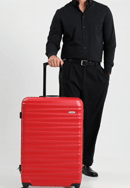 Veľký kufor z ABS s drážkovaním, červená, 56-3A-313-85, Obrázok 0