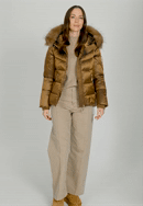 Dámska prešívaná bunda s elastickými manžetami, zlatá, 101-9D-400-G-M, Obrázok 0