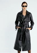 Palton lung de dama din piele, negru, 97-09-200-4-L, Fotografie 0