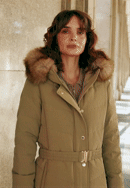 Płaszcz damski z naturalnym wypełnieniem, khaki, 101-9D-200-1-M, Zdjęcie 0