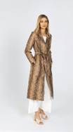 Női kígyómintás bőrkabát, bézs, 100-09-404-X-M, Fénykép 0
