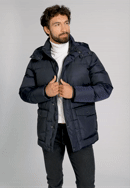 Pánska prešívaná páperová bunda s kapucňou, tmavomodrá, 97-9D-451-1-M, Obrázok 0
