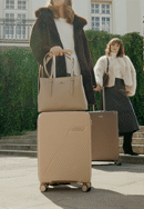 Malý polypropylénový kufor s diagonálnym vzorom, béžová, 56-3T-501-10G, Obrázok 0