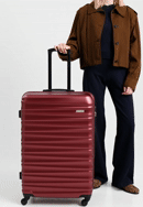 Veľký kufor z ABS s drážkovaním, bordová, 56-3A-313-11, Obrázok 0