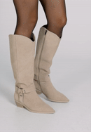 Hohe Wildleder-Cowboystiefel, beige, 101-D-962-9-39, Bild 0