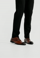 Pánske kožené topánky s ozdobným prešívaním, svetlohnedá, 100-M-708-5-44, Obrázok 0