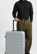 Veľký kufor z ABS s drážkovaním, sivá, 56-3A-313-85, Obrázok 0