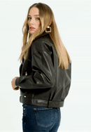 Női oversize műbőr motoros kabát, sötétbarna, 97-9P-104-1-XL, Fénykép 0