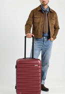 Stredný kufor z ABS s rebrovaním, bordová, 56-3A-312-85, Obrázok 0