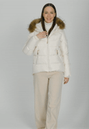 Dámská péřová bunda s manžetami, krémová, 101-9D-400-0-S, Obrázek 0
