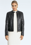Jachetă din piele clasică pentru femei, maro închis, 97-09-804-3-XL, Fotografie 0