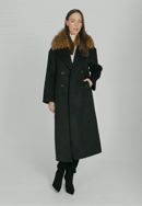 Palton clasic de lână pentru femei, negru, 101-9W-501-1-S, Fotografie 0