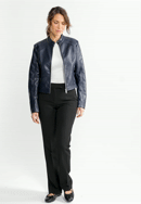 Women's classic faux leather jacket, navy blue, 100-9P-105-1-M, Photo 0
