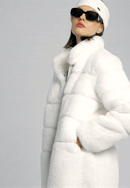 Damski płaszcz ze sztucznego futra, ecru, 97-9W-000-0-M, Zdjęcie 0