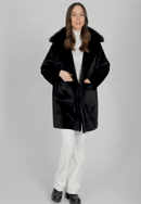 Krótki płaszcz oversize ze sztucznego futra, czarny, 101-9W-201-1-M, Zdjęcie 0
