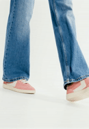 Zamszowe sneakersy z kontrastowymi wstawkami z ekoskóry, różowy, 100-D-351-P-39, Zdjęcie 0