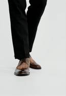 Pánske kožené derby topánky s textilnými detailmi, hnedo-béžová, 100-M-706-1-39, Obrázok 0