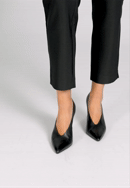 Damen-Stilettos aus Leder mit V-Ausschnitt, schwarz, 101-D-954-1-39, Bild 0