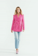Women's boucle fitted blazer, pink, 98-9X-500-P-M, Photo 0