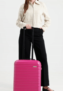 Kabínový kufor z ABS s drážkovaním, ružová, 56-3A-311-86, Obrázok 0