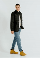 Férfi steppelt nylon kabát, fekete, 97-9D-450-N-S, Fénykép 0