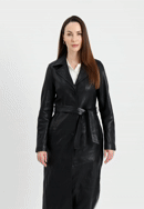 Damski płaszcz ze skóry owczej długi, czarny, 100-09-415-5-L, Zdjęcie 0