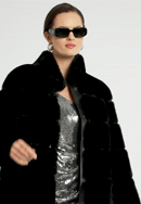 Damski płaszcz ze sztucznego futra, czarny, 97-9W-000-0-M, Zdjęcie 0