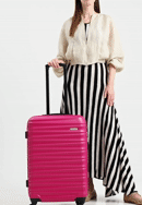 Stredný kufor z ABS s rebrovaním, ružová, 56-3A-312-01, Obrázok 0