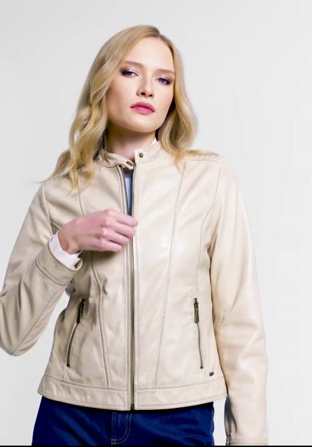 Women's classic light beige leather jacket I WITTCHEN | WITTCHEN