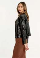 Damska kurtka skórzana klasyczna ze stójką, czarny, 97-09-804-P-L, Zdjęcie 0