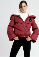 Teddy faux fur collar puffer jacket, dar red, 97-9D-901-1-M, Photo 0